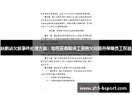 赵鹏谈欠薪事件处理方案:如何妥善解决工资拖欠问题并保障员工权益 赵鹏谈欠薪事件处理方案:如何妥善解决工资拖欠问题并保障员工权益